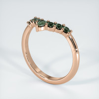 14K Rose Gold Green Sapphire Prong Wedding Band Image
