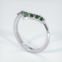 14K White Gold Green Sapphire Prong Wedding Band Image