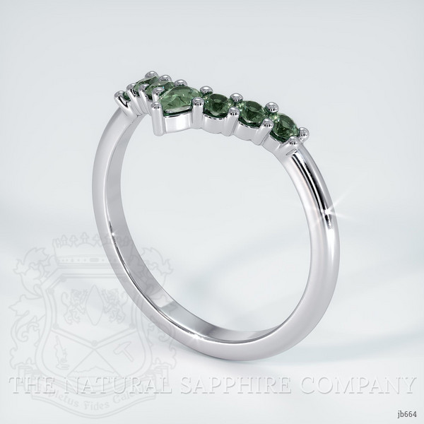 18K White Gold Green Sapphire Prong Wedding Band