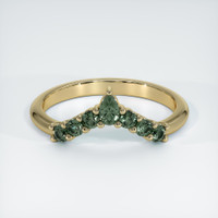 18K Yellow Gold Green Sapphire Prong Wedding Band Image