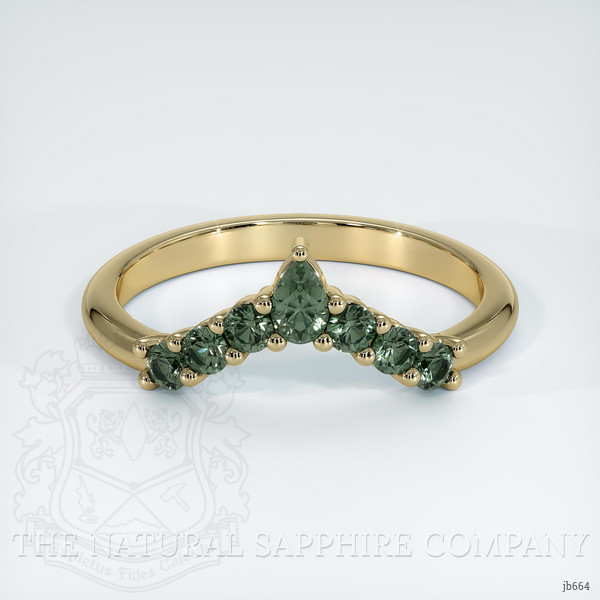 18K Yellow Gold Green Sapphire Prong Wedding Band