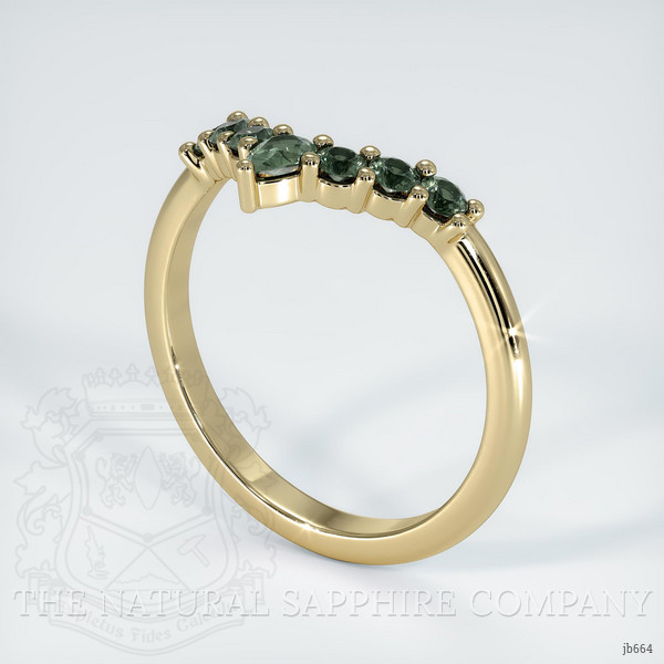 18K Yellow Gold Green Sapphire Prong Wedding Band