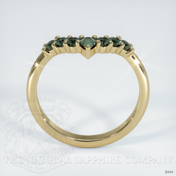 18K Yellow Gold Green Sapphire Prong Wedding Band