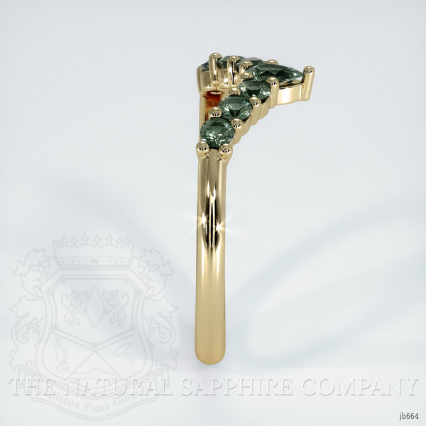 18K Yellow Gold Green Sapphire Prong Wedding Band