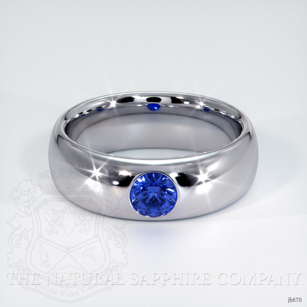 Platinum 950 Blue Sapphire Bezel Wedding Band