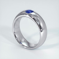 14K White Gold Blue Sapphire Bezel Wedding Band Image