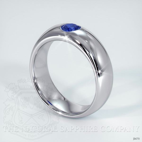 14K White Gold Blue Sapphire Bezel Wedding Band
