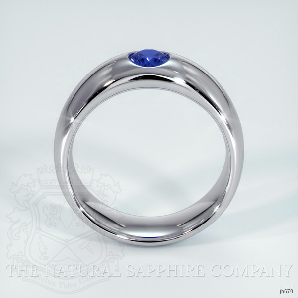 18K White Gold Blue Sapphire Bezel Wedding Band