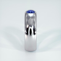 18K White Gold Blue Sapphire Bezel Wedding Band Image