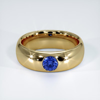 14K Yellow Gold Blue Sapphire Bezel Wedding Band Video
