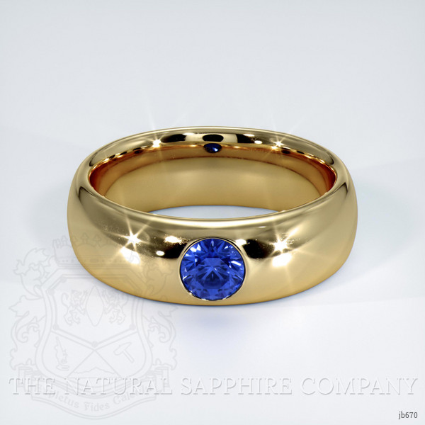 14K Yellow Gold Blue Sapphire Bezel Wedding Band