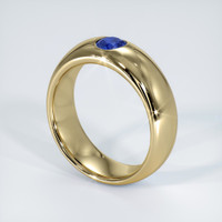 14K Yellow Gold Blue Sapphire Bezel Wedding Band Image