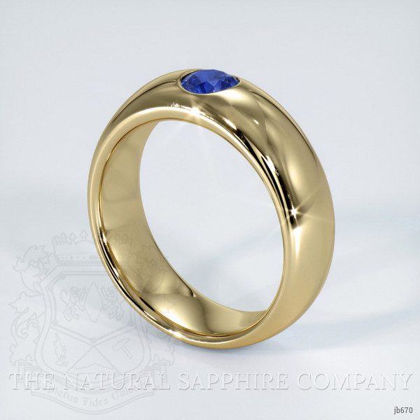 14K Yellow Gold Blue Sapphire Bezel Wedding Band