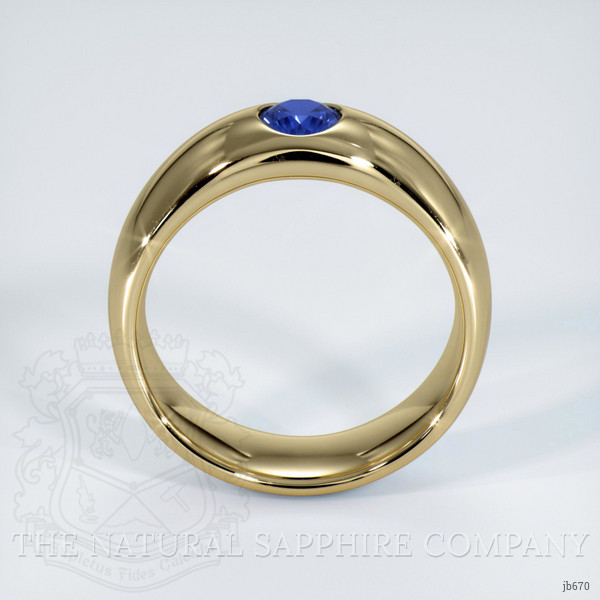 14K Yellow Gold Blue Sapphire Bezel Wedding Band