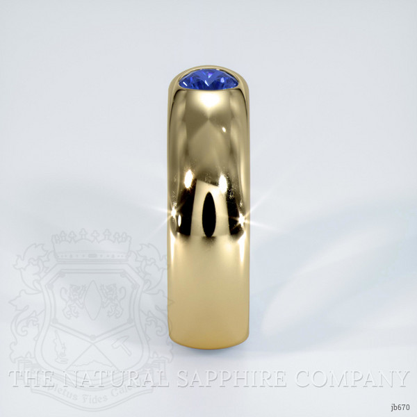 18K Yellow Gold Blue Sapphire Bezel Wedding Band