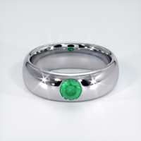 18K White Gold Emerald Bezel Wedding Band Video