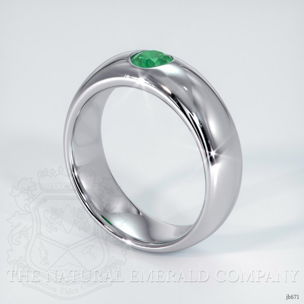 18K White Gold Emerald Bezel Wedding Band
