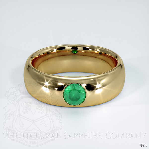 18K Yellow Gold Emerald Bezel Wedding Band