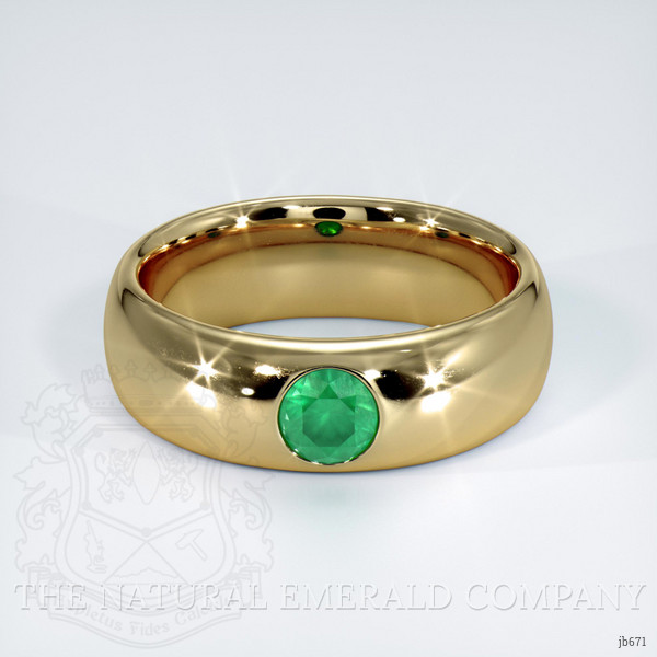 18K Yellow Gold Emerald Bezel Wedding Band
