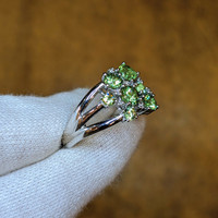 1.43 Ct. Demantoid Garnet Natural Diamond Pave Ring, 18K White Gold Image