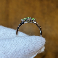 1.43 Ct. Demantoid Garnet Natural Diamond Pave Ring, 18K White Gold Image