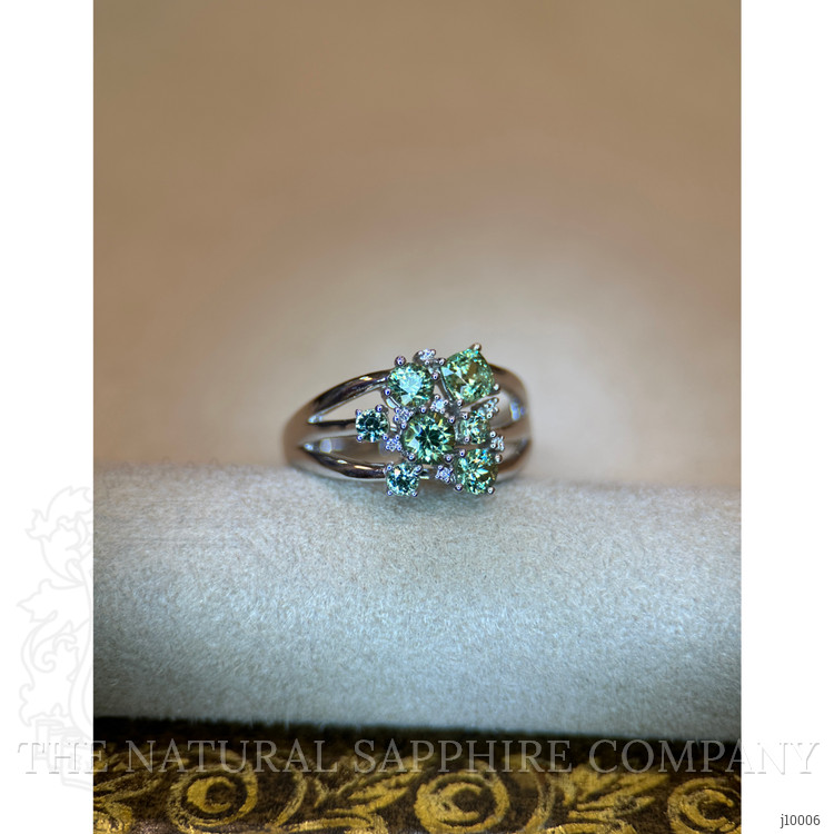 1.43 Ct. Demantoid Garnet Natural Diamond Pave Ring, 18K White Gold