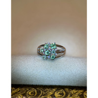 1.43 Ct. Demantoid Garnet Natural Diamond Pave Ring, 18K White Gold Life Style