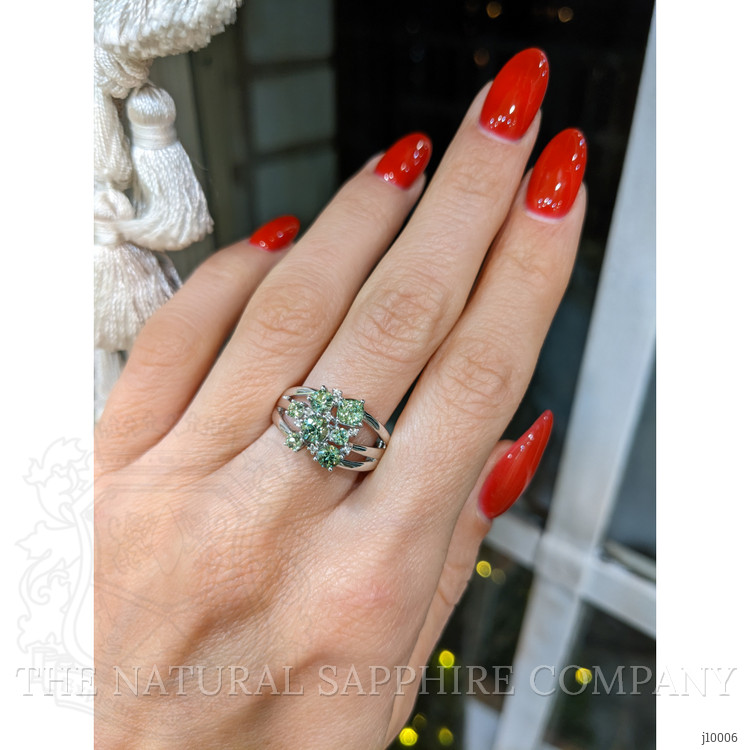 1.43 Ct. Demantoid Garnet Natural Diamond Pave Ring, 18K White Gold