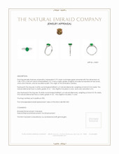 0.79 Ct. Emerald Natural Diamond Three Stone Ring, Platinum 950 Appraisal