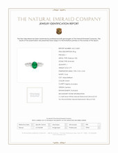 0.79 Ct. Emerald Natural Diamond Three Stone Ring, Platinum 950 Scan Report