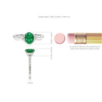 0.79 Ct. Emerald Natural Diamond Three Stone Ring, Platinum 950 Image