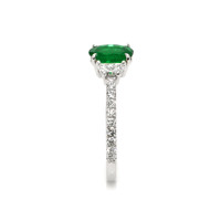 0.79 Ct. Emerald Natural Diamond Three Stone Ring, Platinum 950 Image