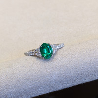 0.79 Ct. Emerald Natural Diamond Three Stone Ring, Platinum 950 Life Style