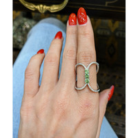 0.63 Ct. Demantoid Garnet Natural Diamond Pave Ring, 18K White Gold Life Style