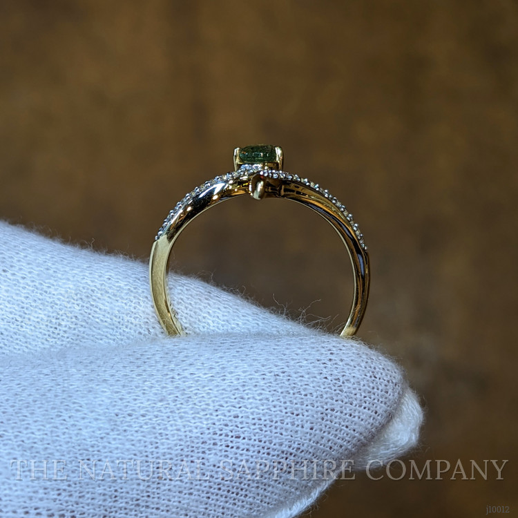 0.68 Ct. Demantoid Garnet Natural Diamond Pave Ring, 18K Yellow Gold