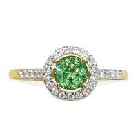 0.53 Ct. Demantoid Garnet Natural Diamond Pave Ring, 18K Yellow Gold Image