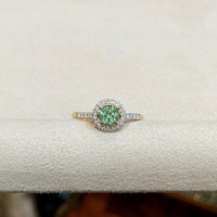 0.53 Ct. Demantoid Garnet Natural Diamond Pave Ring, 18K Yellow Gold Life Style