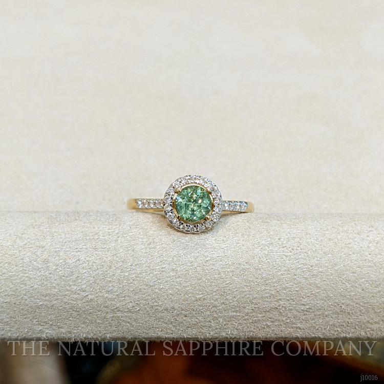 0.53 Ct. Demantoid Garnet Natural Diamond Pave Ring, 18K Yellow Gold