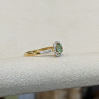 0.53 Ct. Demantoid Garnet Natural Diamond Pave Ring, 18K Yellow Gold Life Style