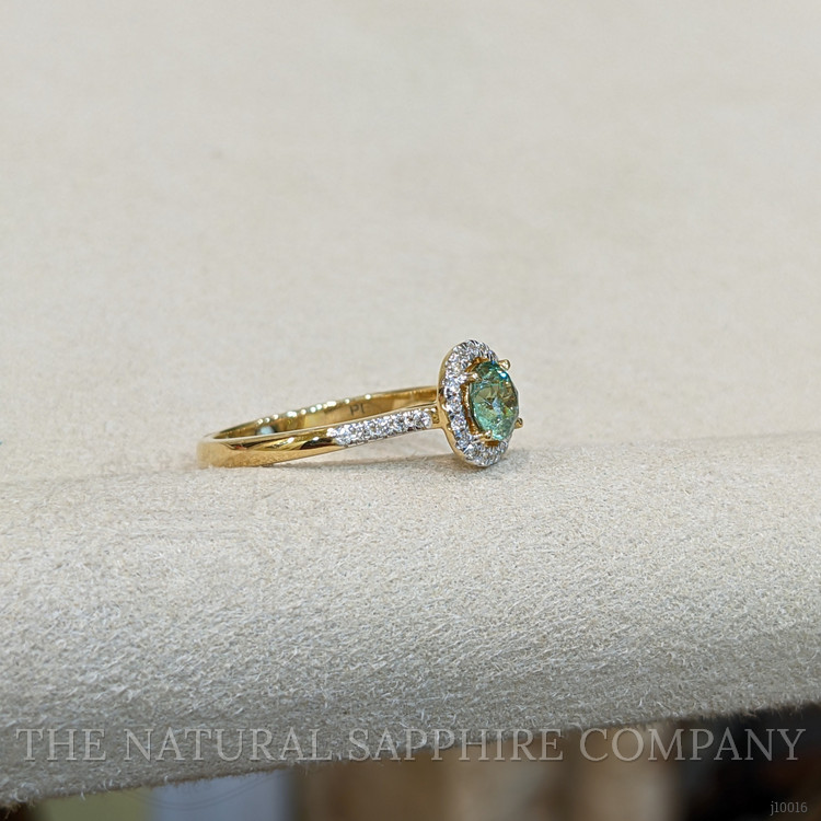 0.53 Ct. Demantoid Garnet Natural Diamond Pave Ring, 18K Yellow Gold