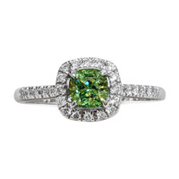 0.53 Ct. Demantoid Garnet Natural Diamond Pave Ring, 18K White Gold Image