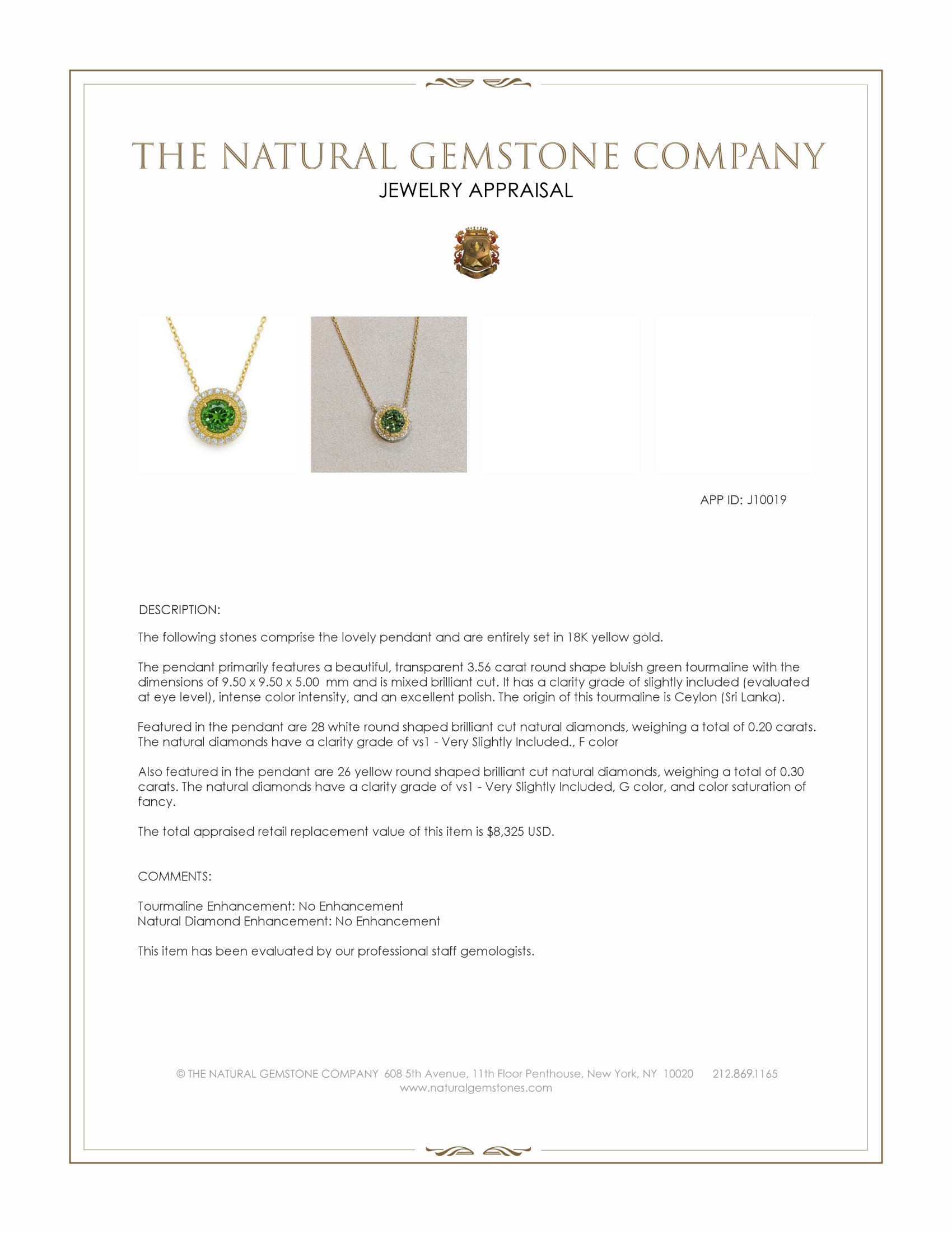 3.56 Ct. Bluish Green Tourmaline and Mixed Natural Diamond Halo Pendant, 18K Yellow Gold