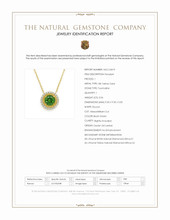3.56 Ct. Bluish Green Tourmaline and Mixed Natural Diamond Halo Pendant, 18K Yellow Gold Scan Report