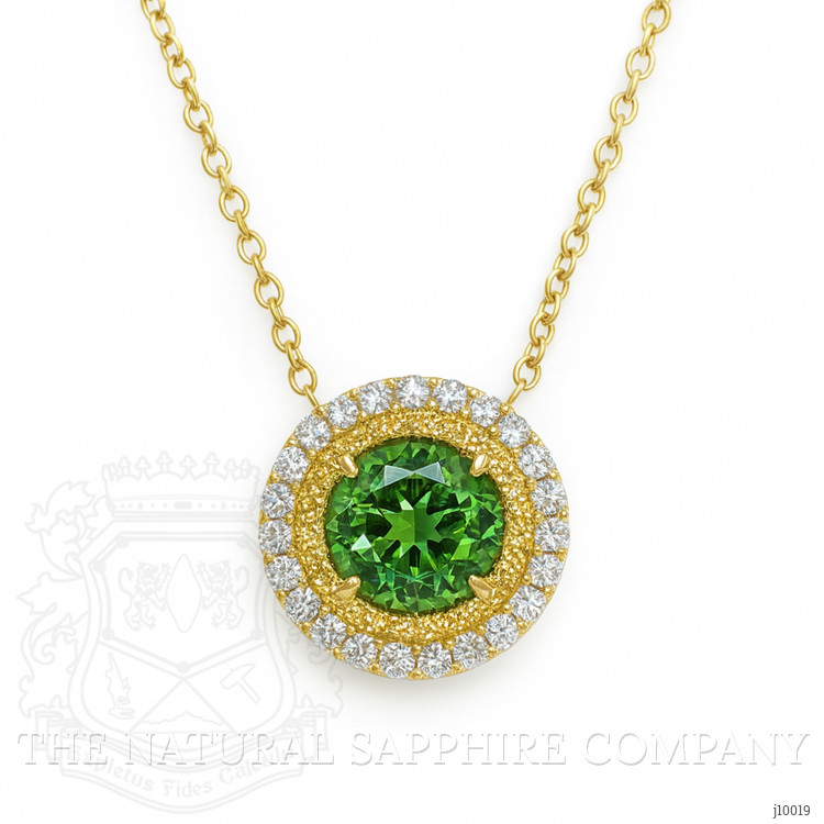 3.56 Ct. Tourmaline Natural Diamond Accent Stones Necklace, 18K Yellow Gold