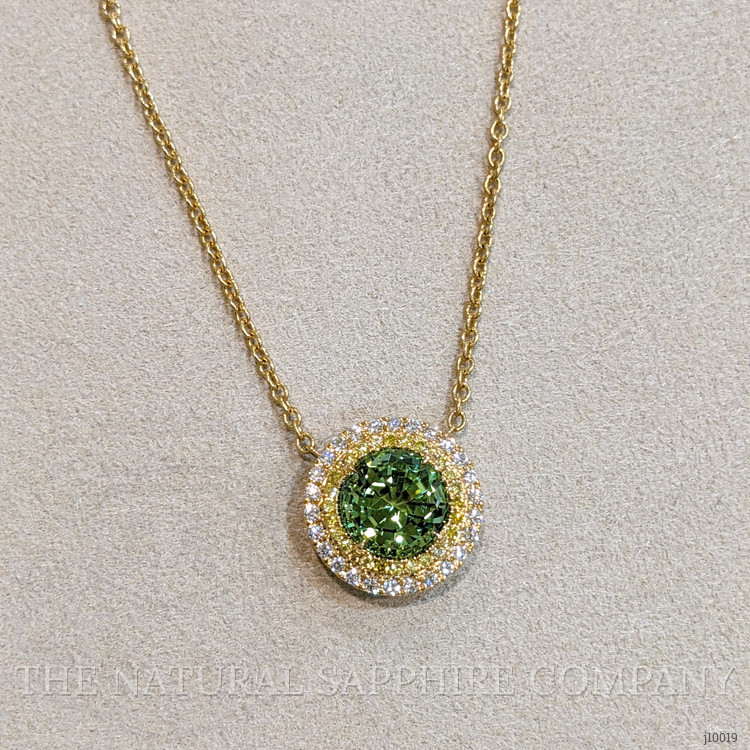 3.56 Ct. Tourmaline Natural Diamond Accent Stones Necklace, 18K Yellow Gold