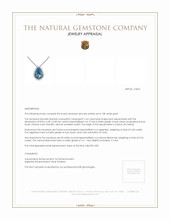 2.24 Ct. Aquamarine Sapphire Halo Necklace, 18K White Gold Appraisal