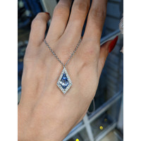 1.97 Ct. Aquamarine Natural Diamond Halo Pendant, 14K White Gold Life Style