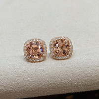 4.20 Ct.Tw. Tourmaline Natural Diamond Pave Earrings, 18K Rose Gold Image