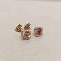 4.20 Ct.Tw. Tourmaline Natural Diamond Pave Earrings, 18K Rose Gold Image