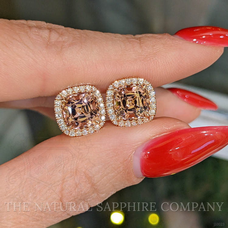 4.20 Ct.Tw. Tourmaline Natural Diamond Pave Earrings, 18K Rose Gold